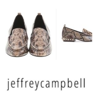 Jeffery Campbell Barnett Studded Snake Skin Loafers Size 6.5